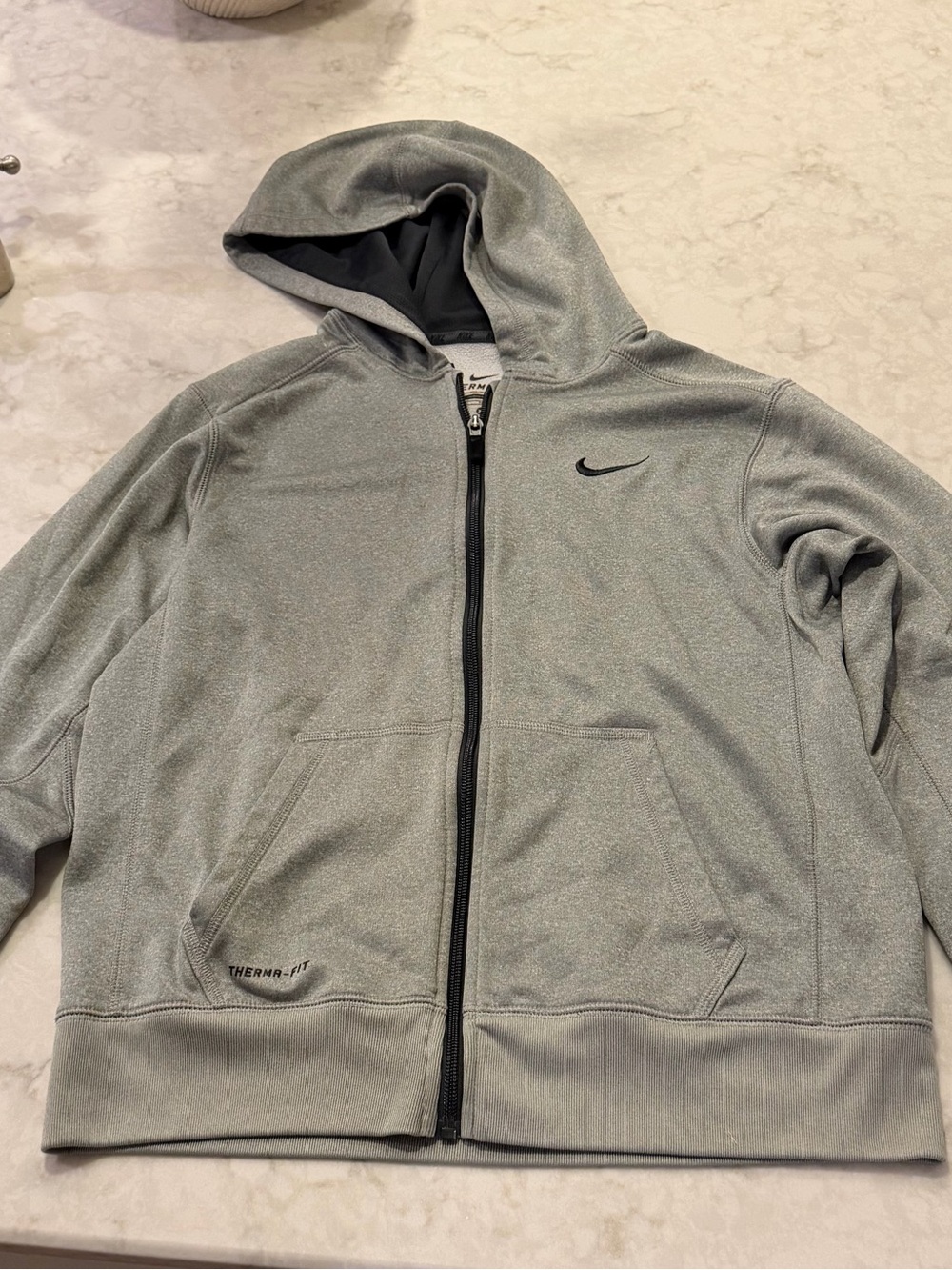 Nike kids Light Gray Therma-FIT Full-Zip Hoodie Jacket